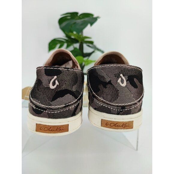 Olukai Women's Pehuea Pa’i Canvas Slip On Camo Grey Shoes Size 6 US - Picture 3 of 8